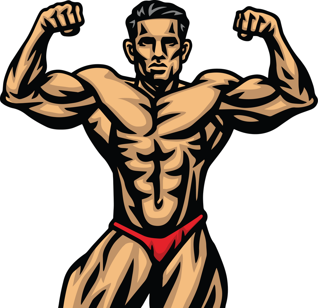 Muscle Man Gym Logo Bodybuilder Muscly Strong Man Pose Mascot Fitness Design Illustration  Template
